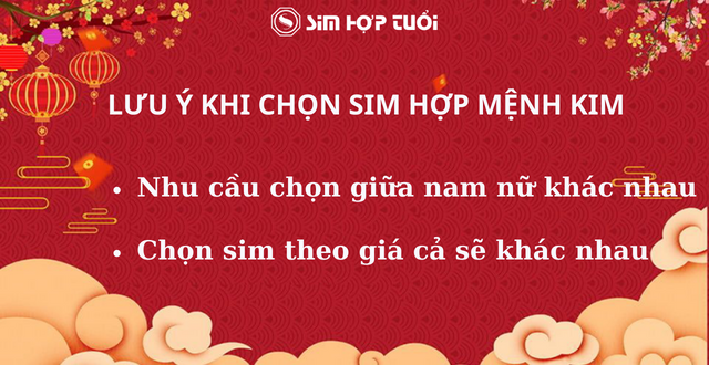 lưu ý khi chọn sim hợp mệnh kim